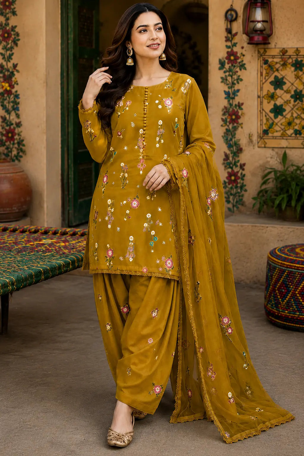 Indian Boti Premium Dhanak 3-Piece suit